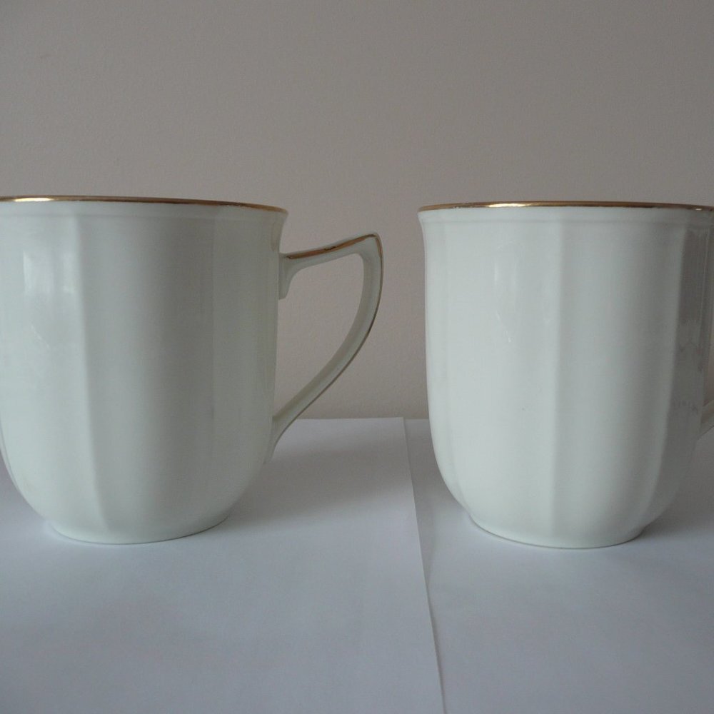 2 Noritake Fine Ivory China Coffee Tea Cups Mugs Imperial Gold 7361 Kitchen